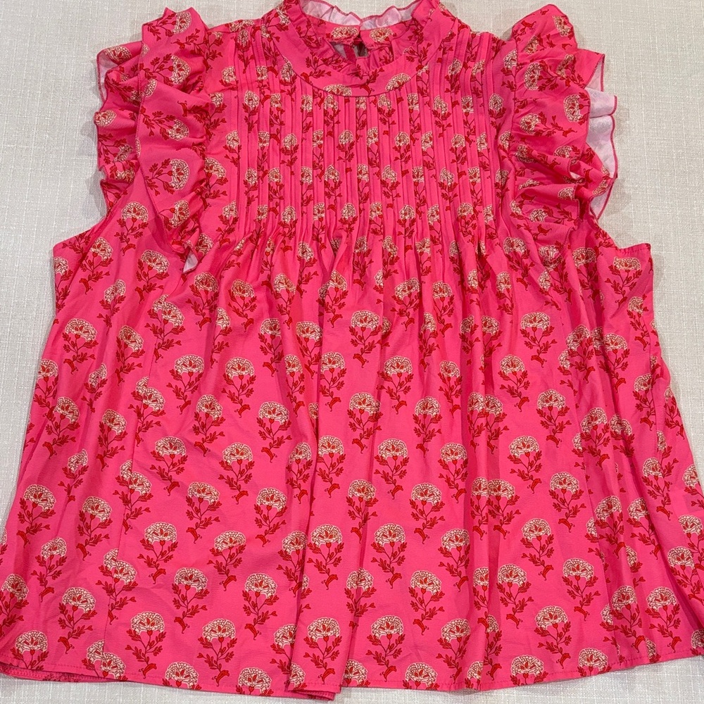 SHEIN Bright Pink Floral Blouse